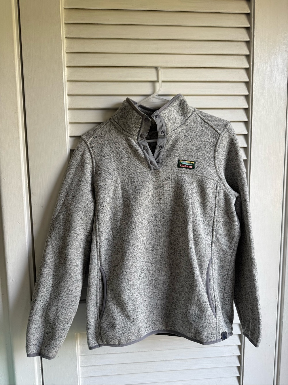 L.L. Bean Heather Gray Snap-Quarter Fleece Pullover